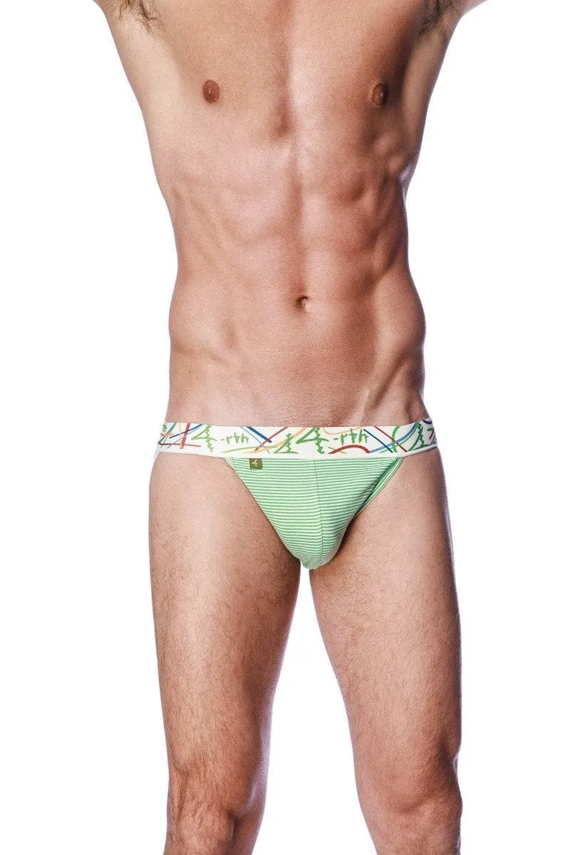 Zen Jock Strap (Green & White Stripe)